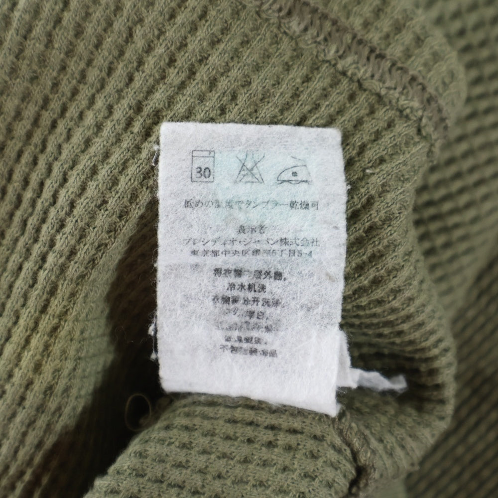 Armani Exchange(アルマーニ エクスチェンジ) フロントバードプリント ワッフル クルーネック 長袖Tシャツ カットソー グリーン