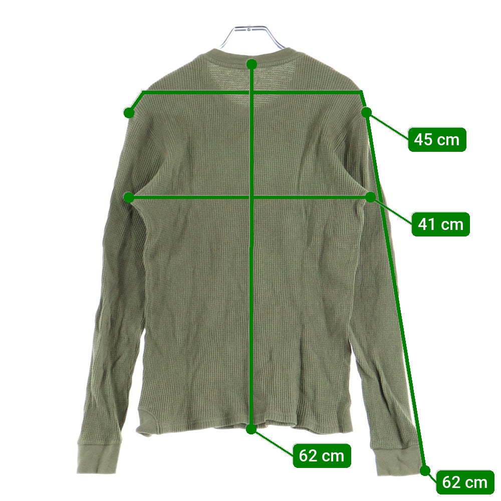 Armani Exchange(アルマーニ エクスチェンジ) フロントバードプリント ワッフル クルーネック 長袖Tシャツ カットソー グリーン