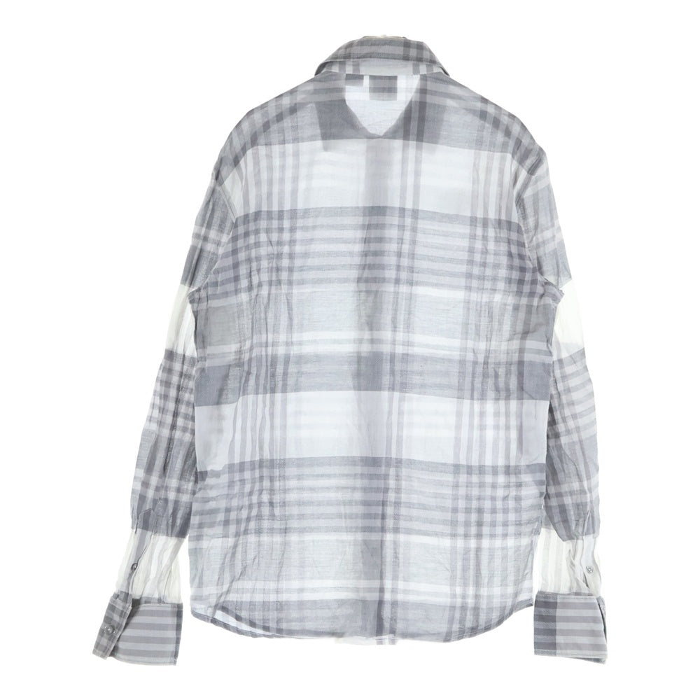 Armani Exchange(アルマーニ エクスチェンジ) チェック柄 コットン シアー長袖シャツ グレー