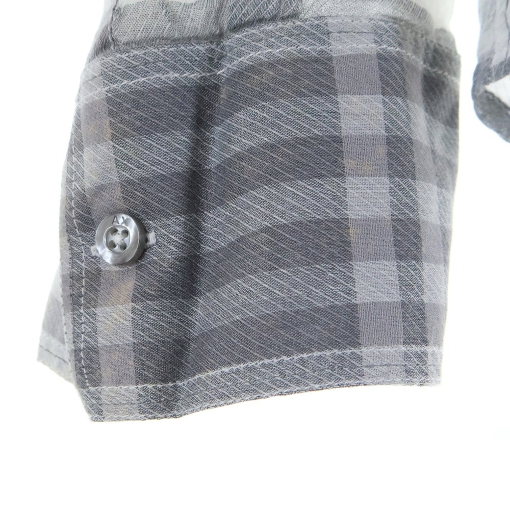 Armani Exchange(アルマーニ エクスチェンジ) チェック柄 コットン シアー長袖シャツ グレー