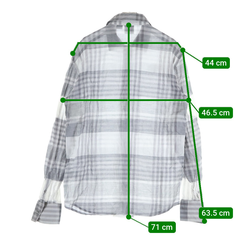 Armani Exchange(アルマーニ エクスチェンジ) チェック柄 コットン シアー長袖シャツ グレー