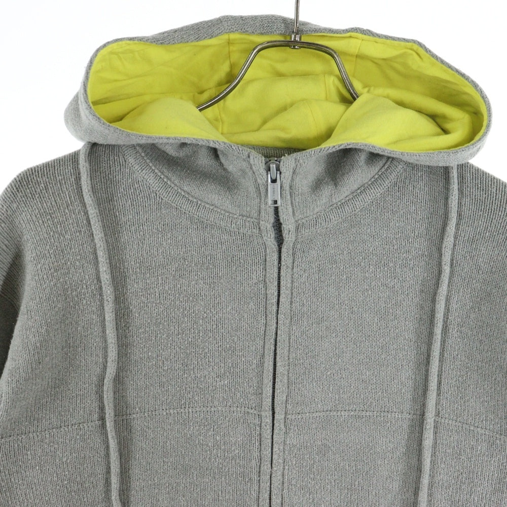 Armani Exchange(アルマーニ エクスチェンジ) パネルデザイン コットンアクリルニット ジップアップパーカー グレー