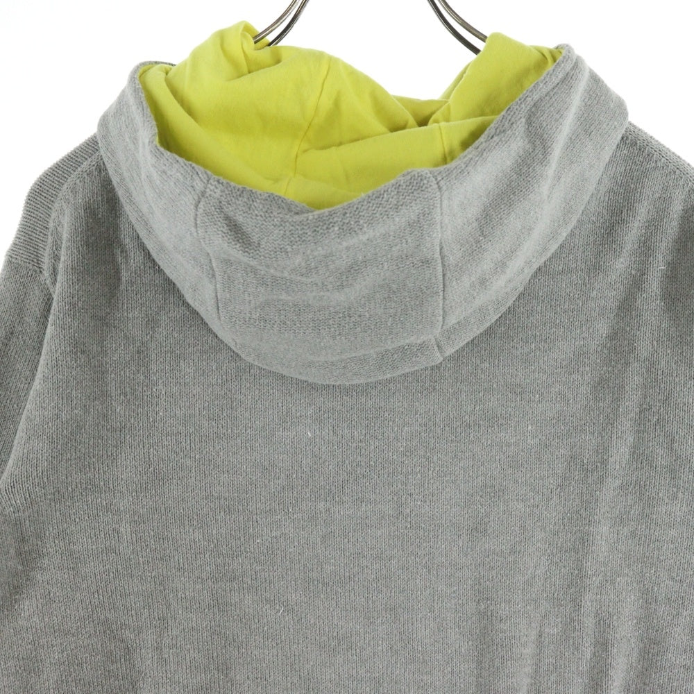 Armani Exchange(アルマーニ エクスチェンジ) パネルデザイン コットンアクリルニット ジップアップパーカー グレー