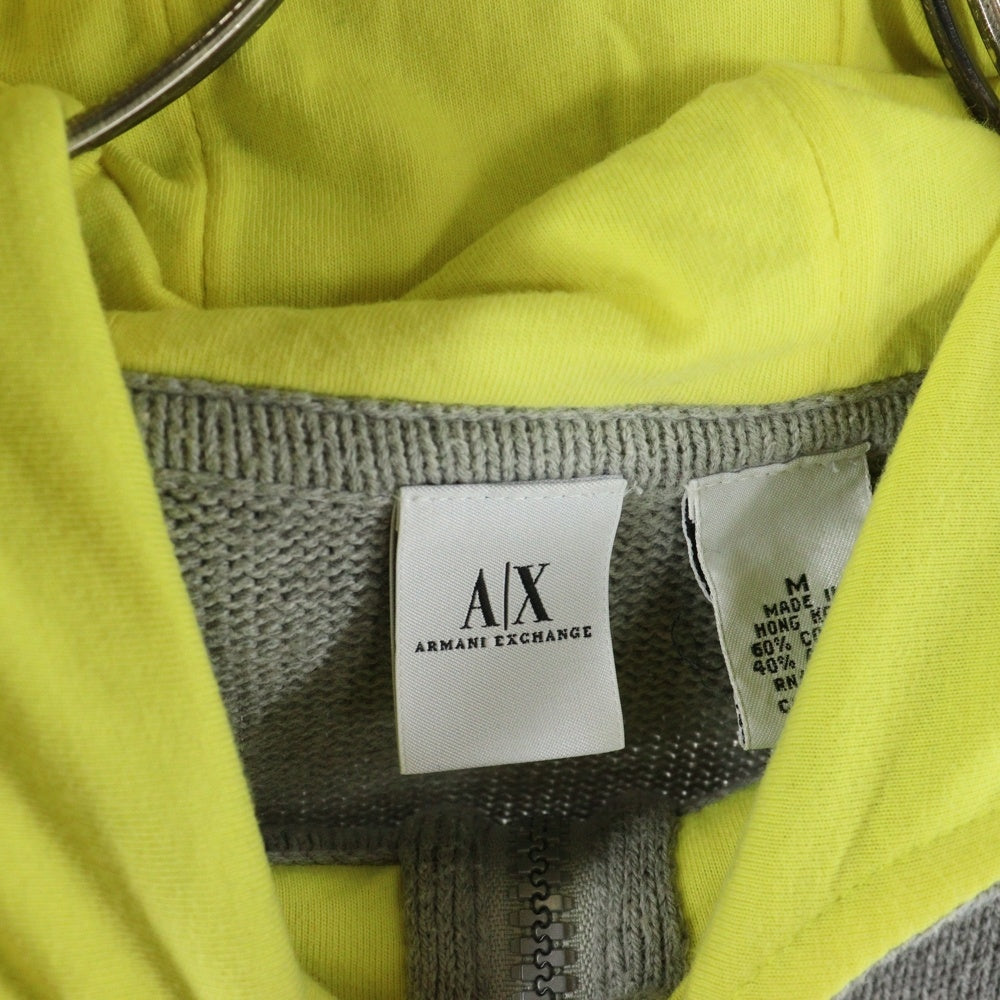 Armani Exchange(アルマーニ エクスチェンジ) パネルデザイン コットンアクリルニット ジップアップパーカー グレー