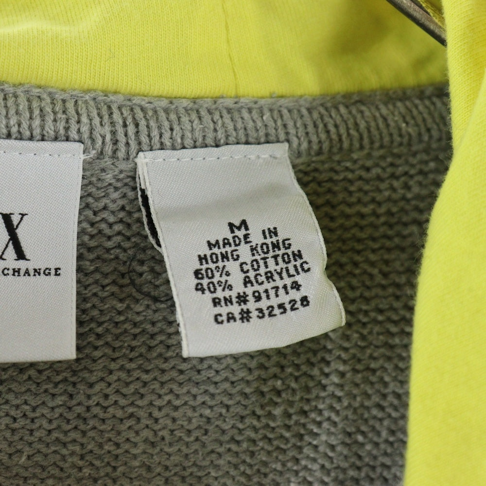 Armani Exchange(アルマーニ エクスチェンジ) パネルデザイン コットンアクリルニット ジップアップパーカー グレー