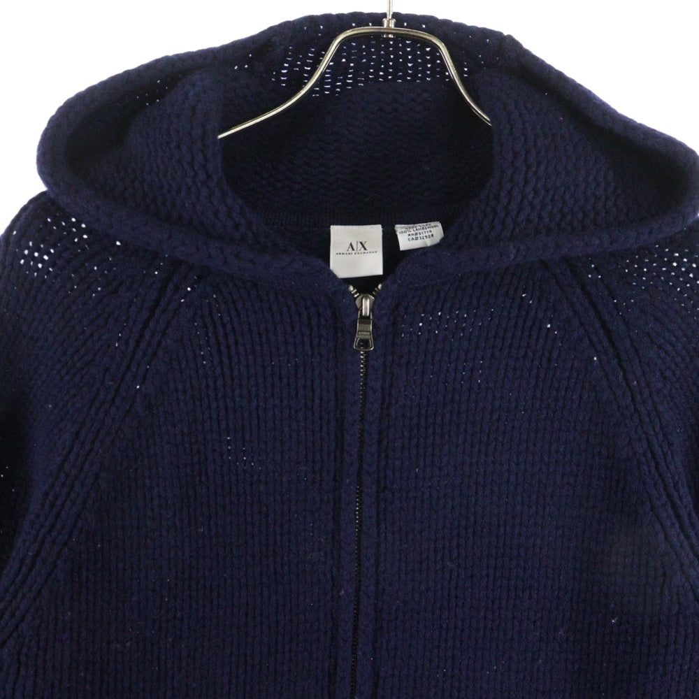 Armani Exchange(アルマーニ エクスチェンジ) ラムウールニット ダブルジップアップパーカー ネイビー