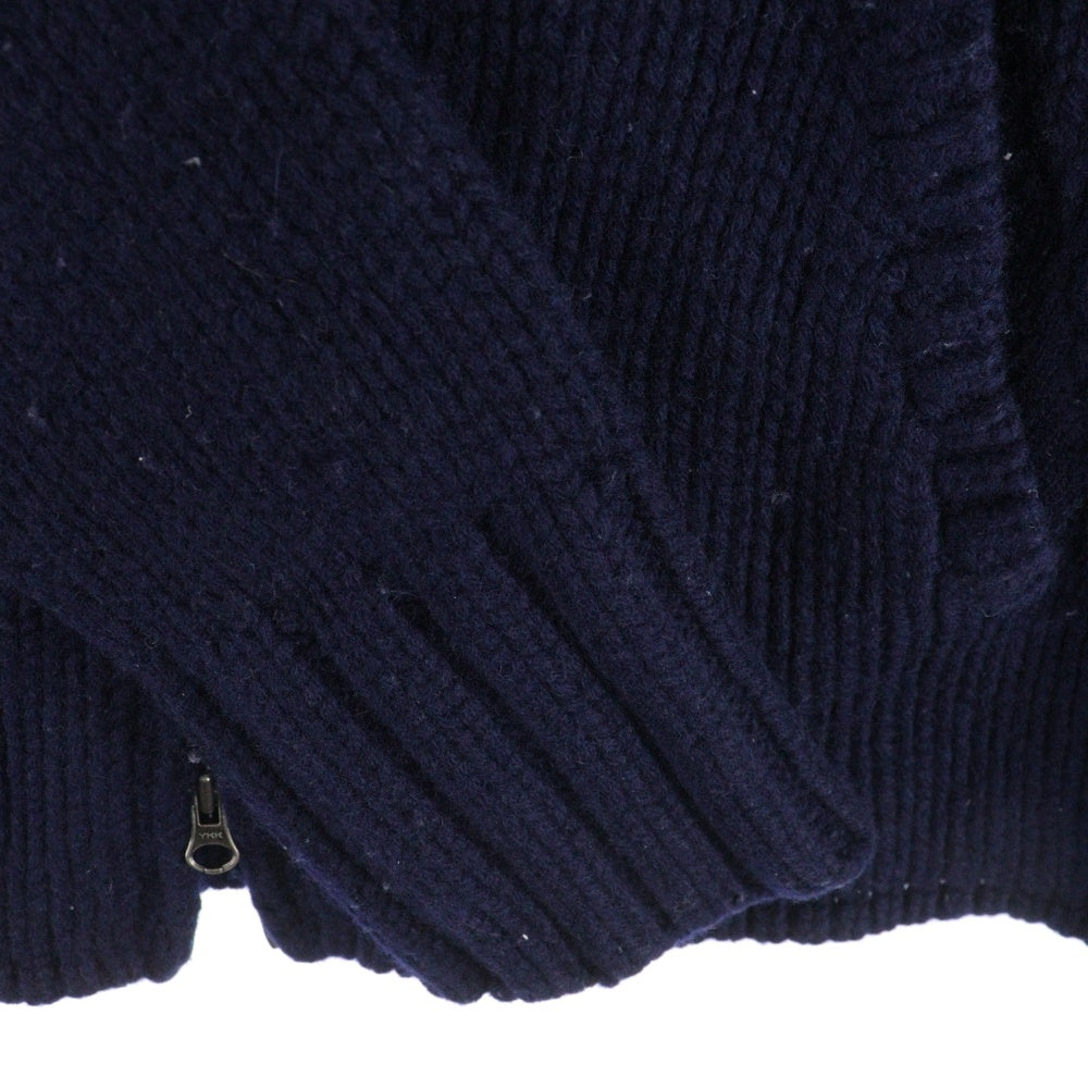 Armani Exchange(アルマーニ エクスチェンジ) ラムウールニット ダブルジップアップパーカー ネイビー