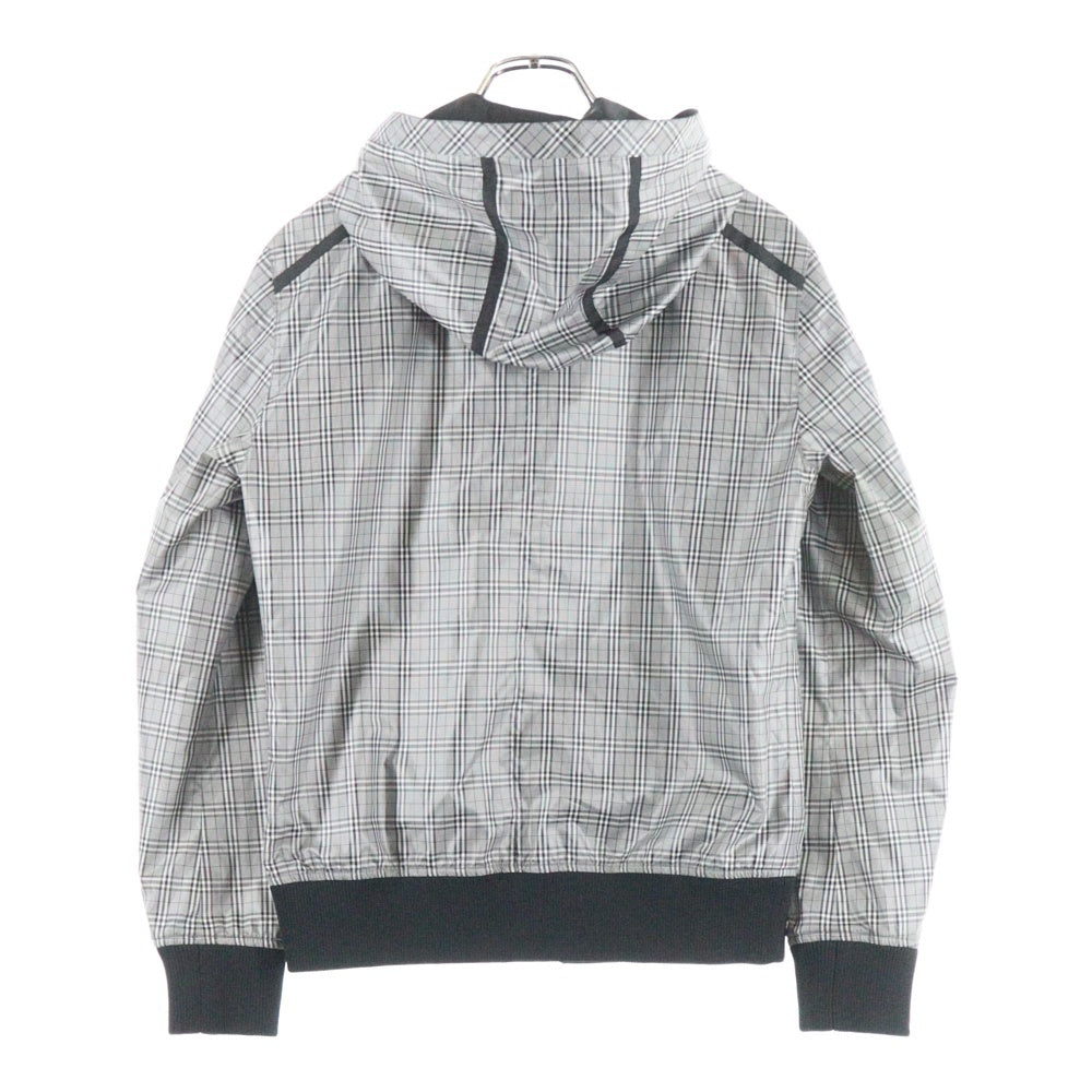 BURBERRY BLACK LABEL(バーバリー ブラックレーベル) モチーフ刺繍 チェック柄 リバーシブル フーデッドジャケット ブラック/グレー BMP10-209-06