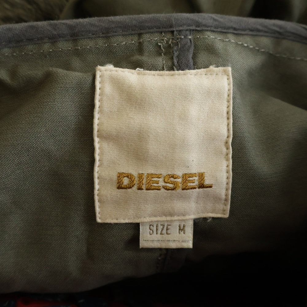 DIESEL(ディーゼル) 中綿ライナー コーティングコットン ファーフーデッド ジップアップジャケット カーキ