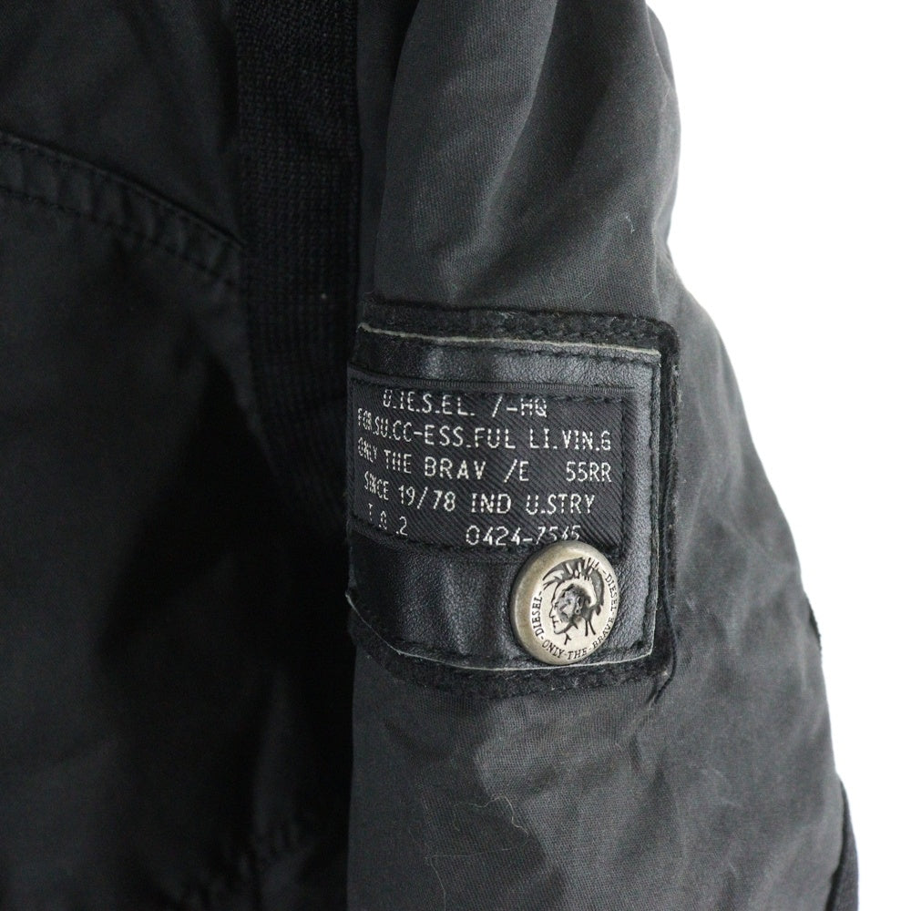 DIESEL(ディーゼル) ファーフーデッド 中綿 ミリタリージャケット ブラック