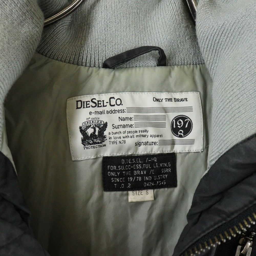 DIESEL(ディーゼル) ファーフーデッド 中綿 ミリタリージャケット ブラック