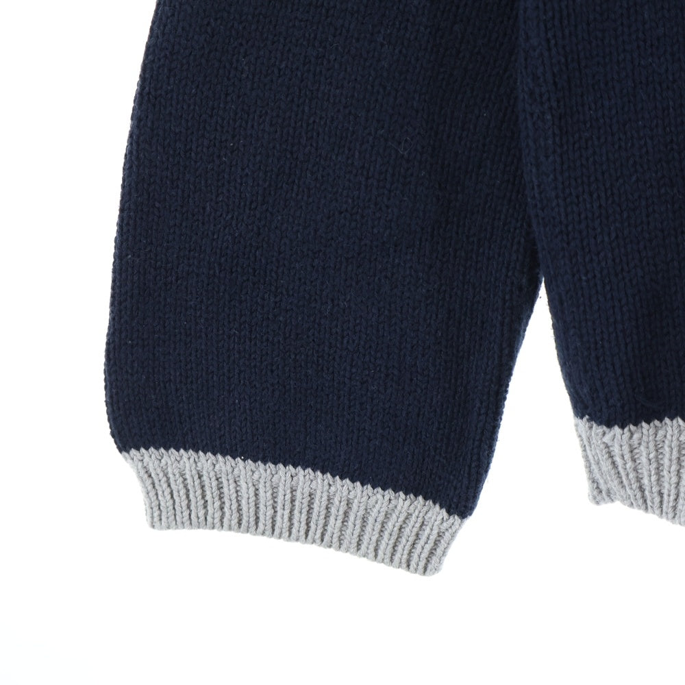 Armani Exchange(アルマーニ エクスチェンジ) 香港製 コットンニット 長袖ポロシャツ ネイビー