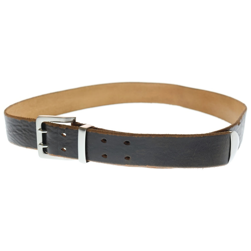 OUR LEGACY(アワーレガシー) 4CM DOUBLE TONGUE BELT ダブルタン レザーベルト ブラウン/シルバー