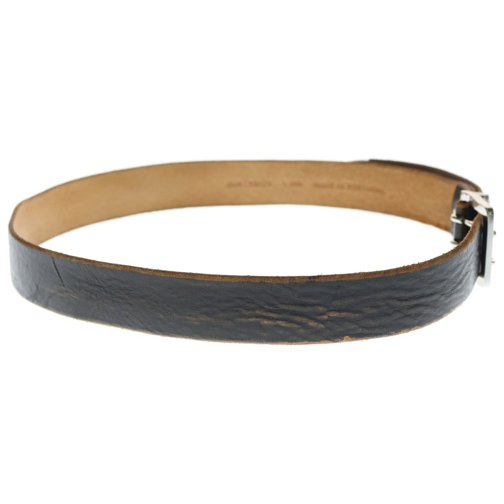OUR LEGACY(アワーレガシー) 4CM DOUBLE TONGUE BELT ダブルタン レザーベルト ブラウン/シルバー