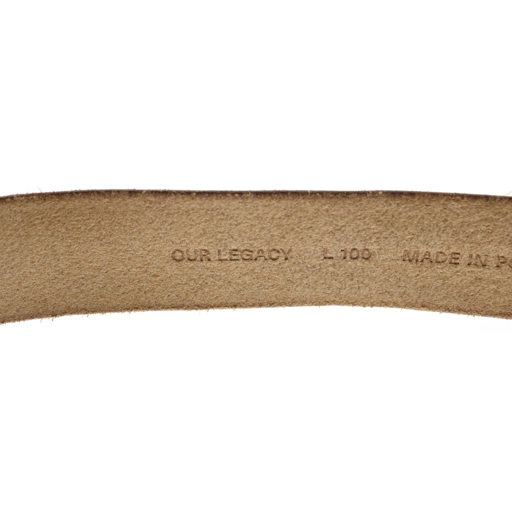 OUR LEGACY(アワーレガシー) 4CM DOUBLE TONGUE BELT ダブルタン レザーベルト ブラウン/シルバー