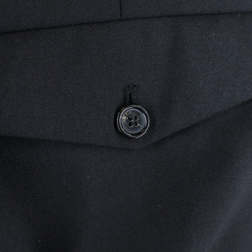 RAF SIMONS(ラフシモンズ) 22SS ウール ノータック センタープレス ワイド スラックスパンツ ブラック 221-M369