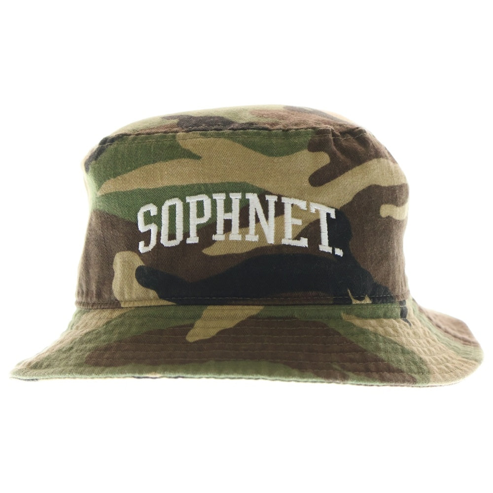 SOPHNET.(ソフネット) ARCH LOGO COTTON アーチロゴデザイン コットン カモ柄 バケットハット 帽子 カーキ SOPH-150124