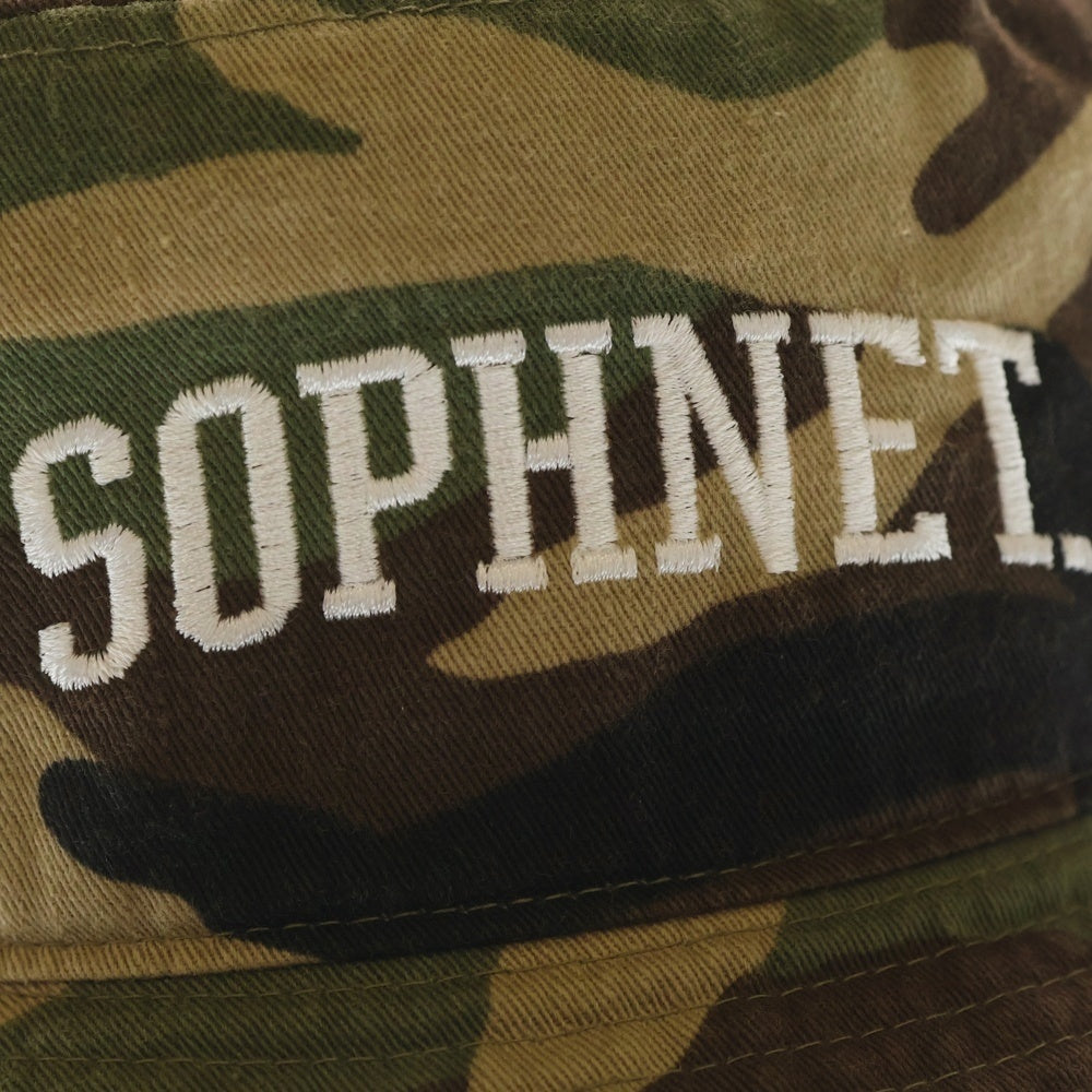 SOPHNET.(ソフネット) ARCH LOGO COTTON アーチロゴデザイン コットン カモ柄 バケットハット 帽子 カーキ SOPH-150124