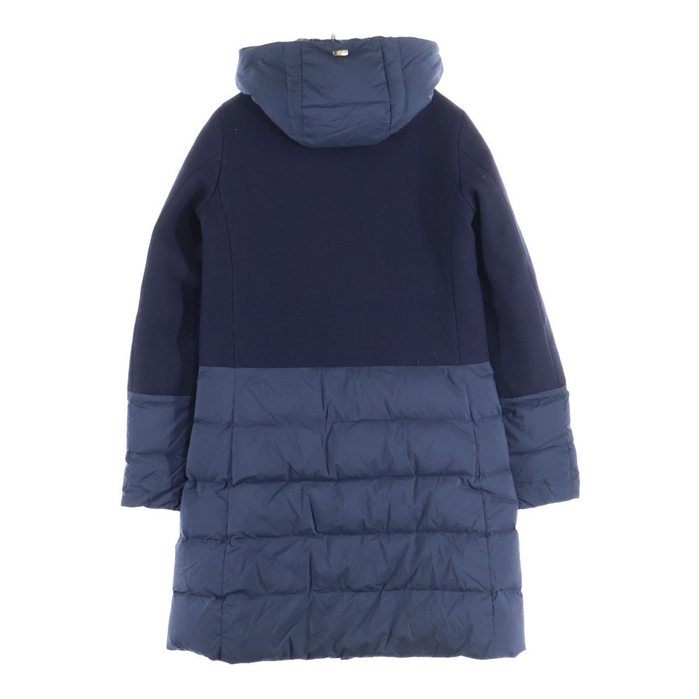 HERNO(ヘルノ) 異素材切り替え フーデッドウールダウンコート レディース ネイビー PI0848D