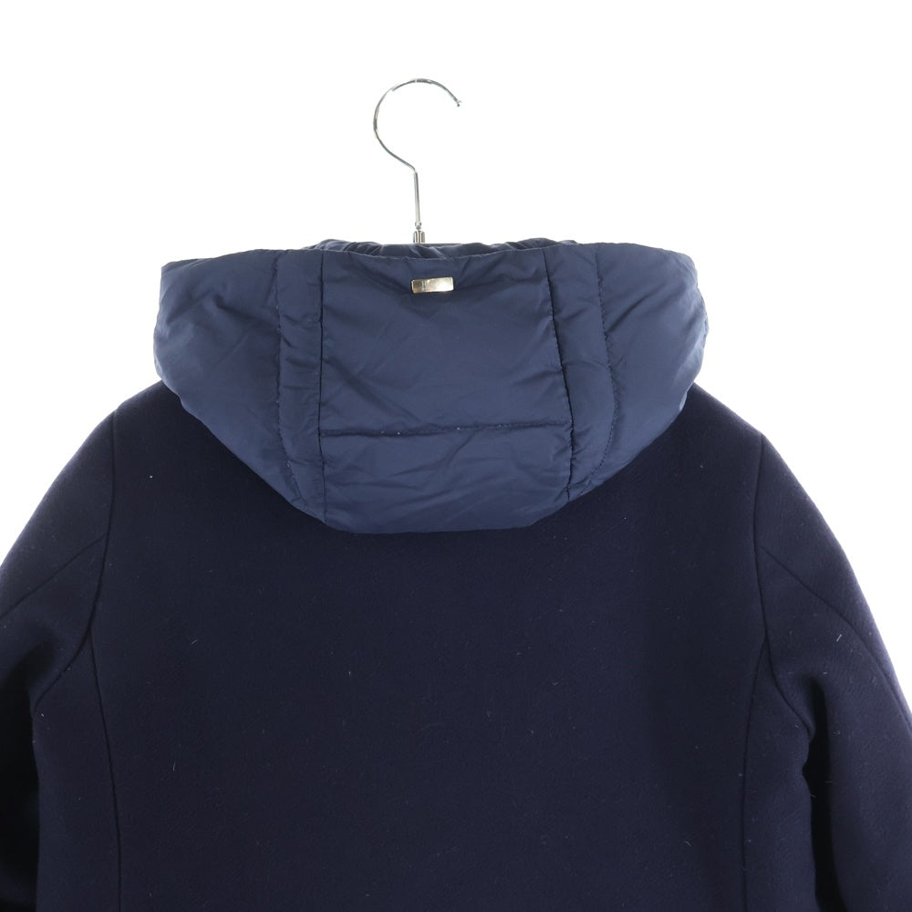 HERNO(ヘルノ) 異素材切り替え フーデッドウールダウンコート レディース ネイビー PI0848D