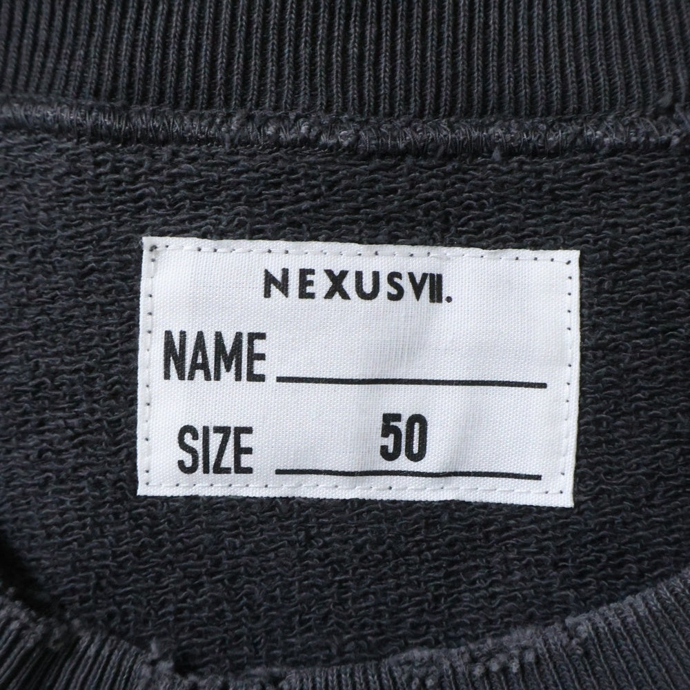 NEXUS7(ネクサスセブン) DAMAGED CREW VEST ダメージ加工 クルーネックスウェットベスト ブラック ROS-NNK-C0A