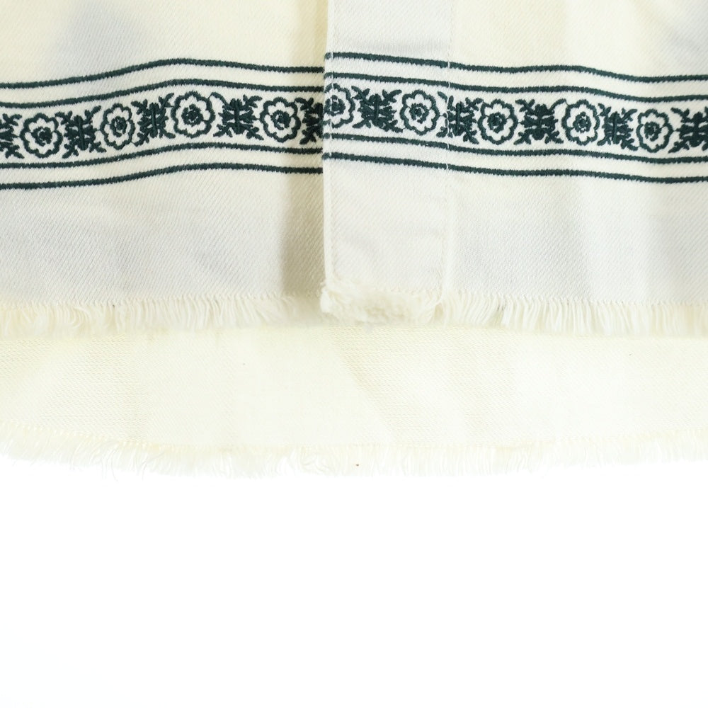 KITH(キス) 25SS RAW HEM DENIM APOLLO SHIRT STADIUM ロー ヘム デニム アポロ スタジアム カットオフ ロングスリーブ長袖シャツ ホワイト/グリーン KHM033140
