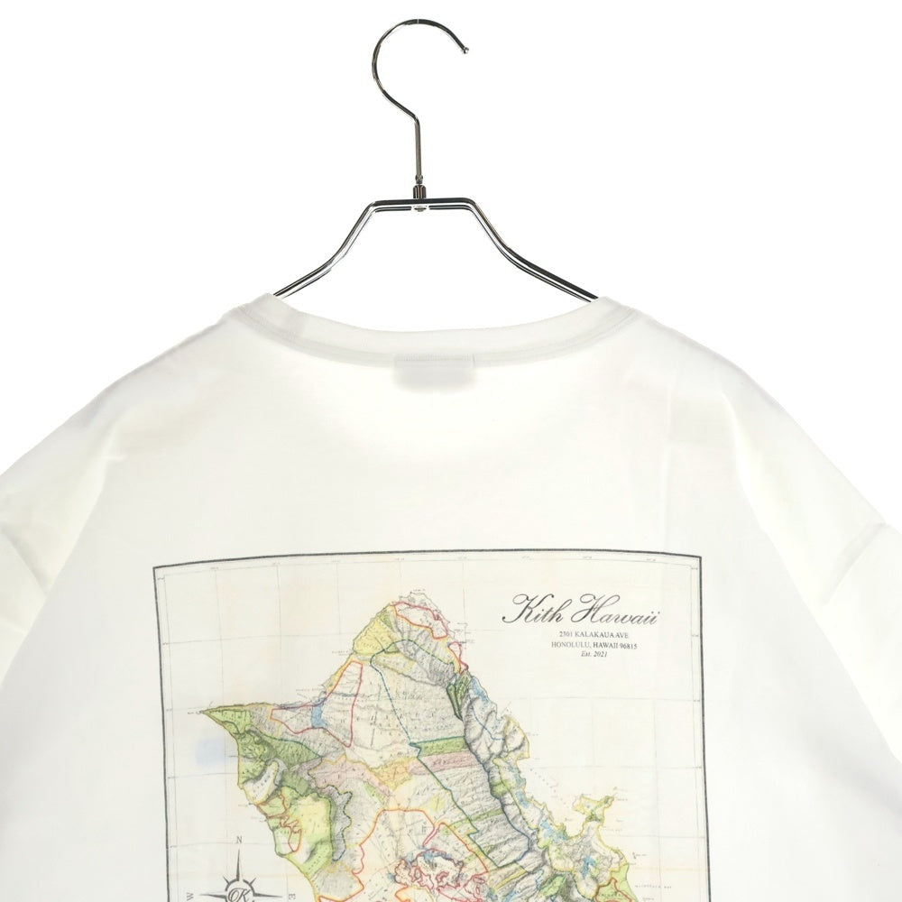 KITH(キス) HONOLULU HAWAII MAP TEE ホノルル ハワイ限定 背面マッププリント半袖Tシャツ カットソー ホワイト