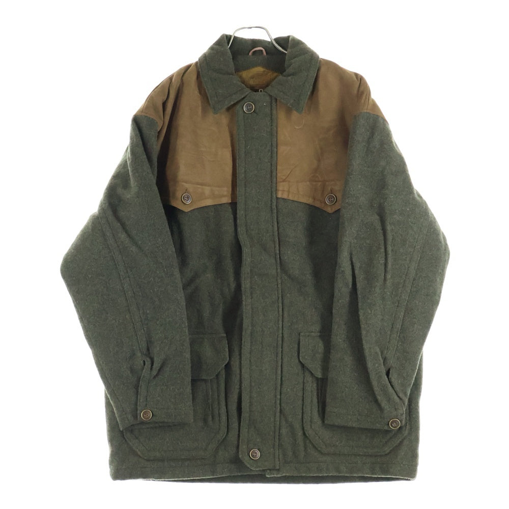 WOOLRICH(ウールリッチ) 90S レザー切替 ウールジャケット カーキ UWG-73