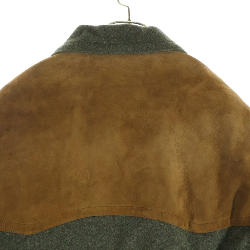 WOOLRICH(ウールリッチ) 90S レザー切替 ウールジャケット カーキ UWG-73