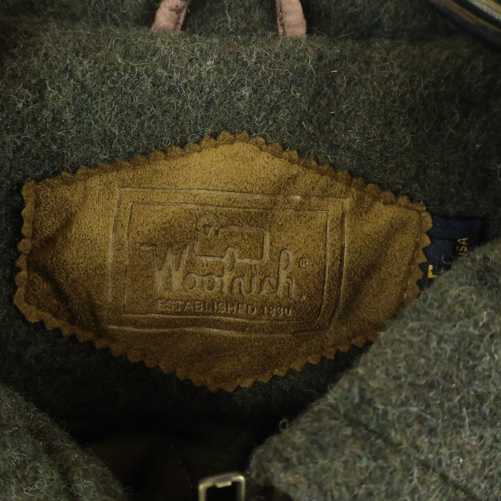 WOOLRICH(ウールリッチ) 90S レザー切替 ウールジャケット カーキ UWG-73
