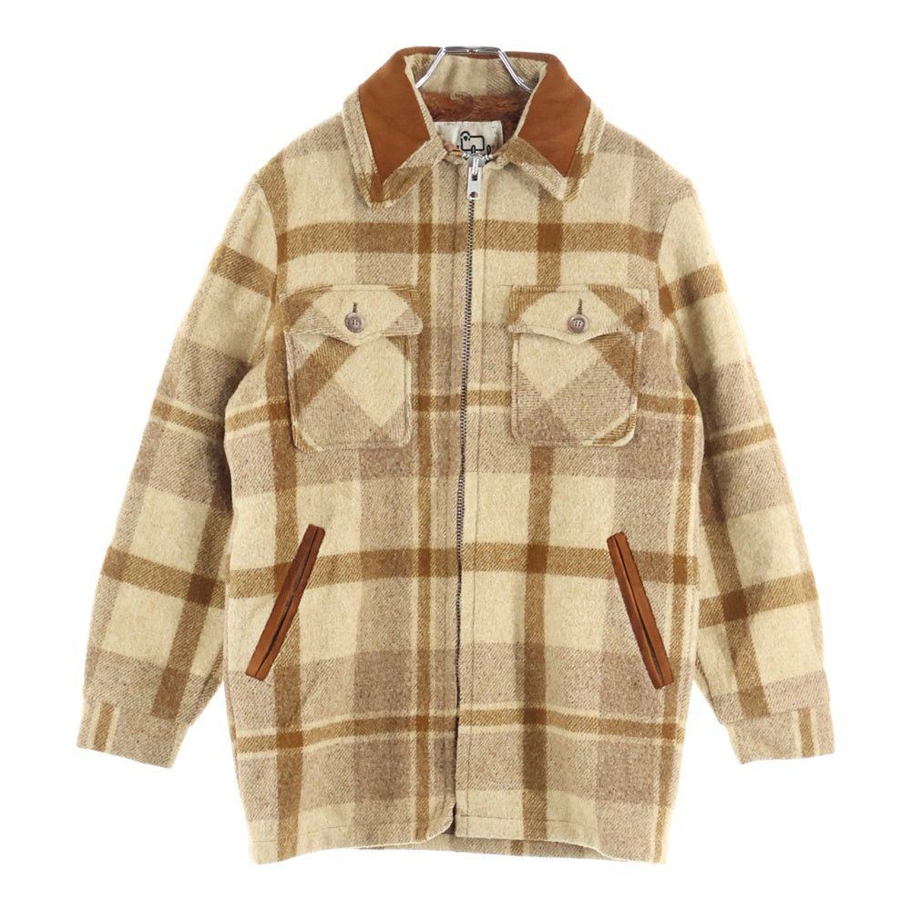 WOOLRICH(ウールリッチ) 80S VINTAGE 裏地ボア ウールチェック ヴィンテージ ジップアップジャケット ブラウン