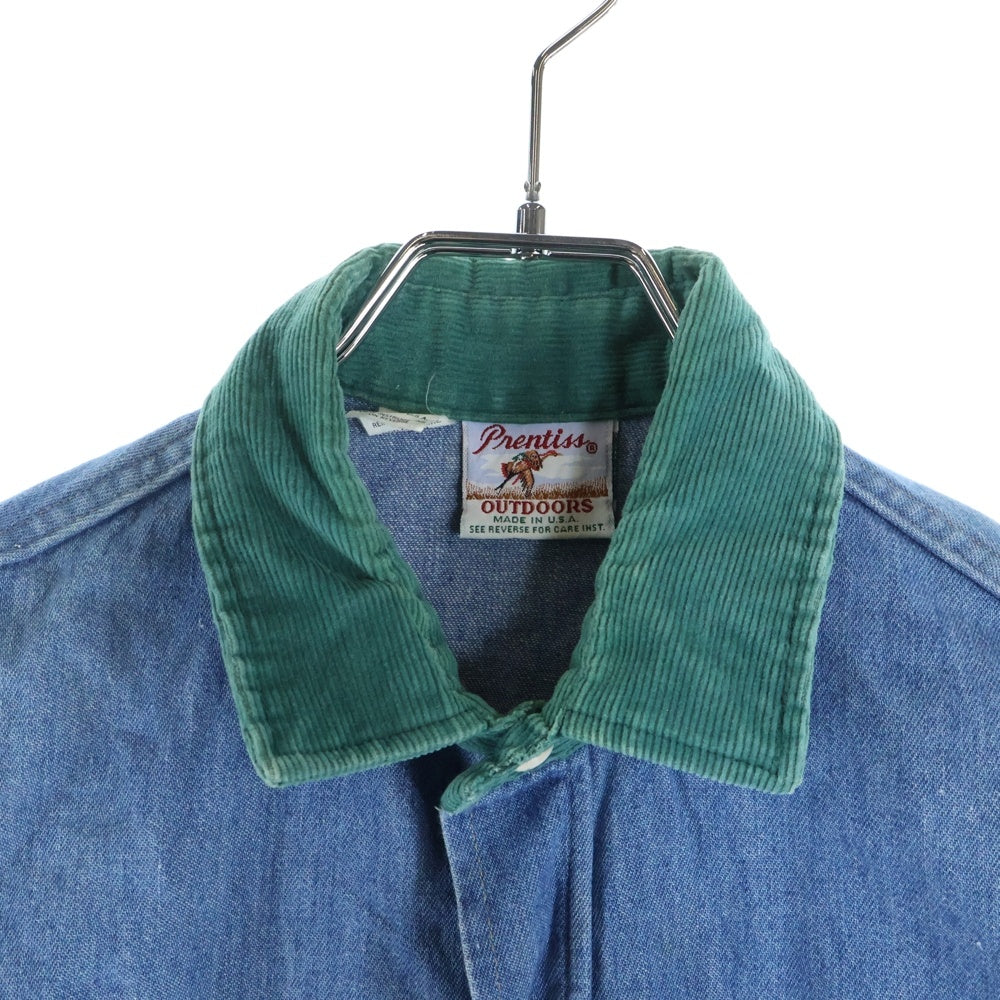 NO BRAND(ノーブランド) Prentiss（プレンティス）80S 襟コーデュロイ 長袖デニムシャツ インディゴ