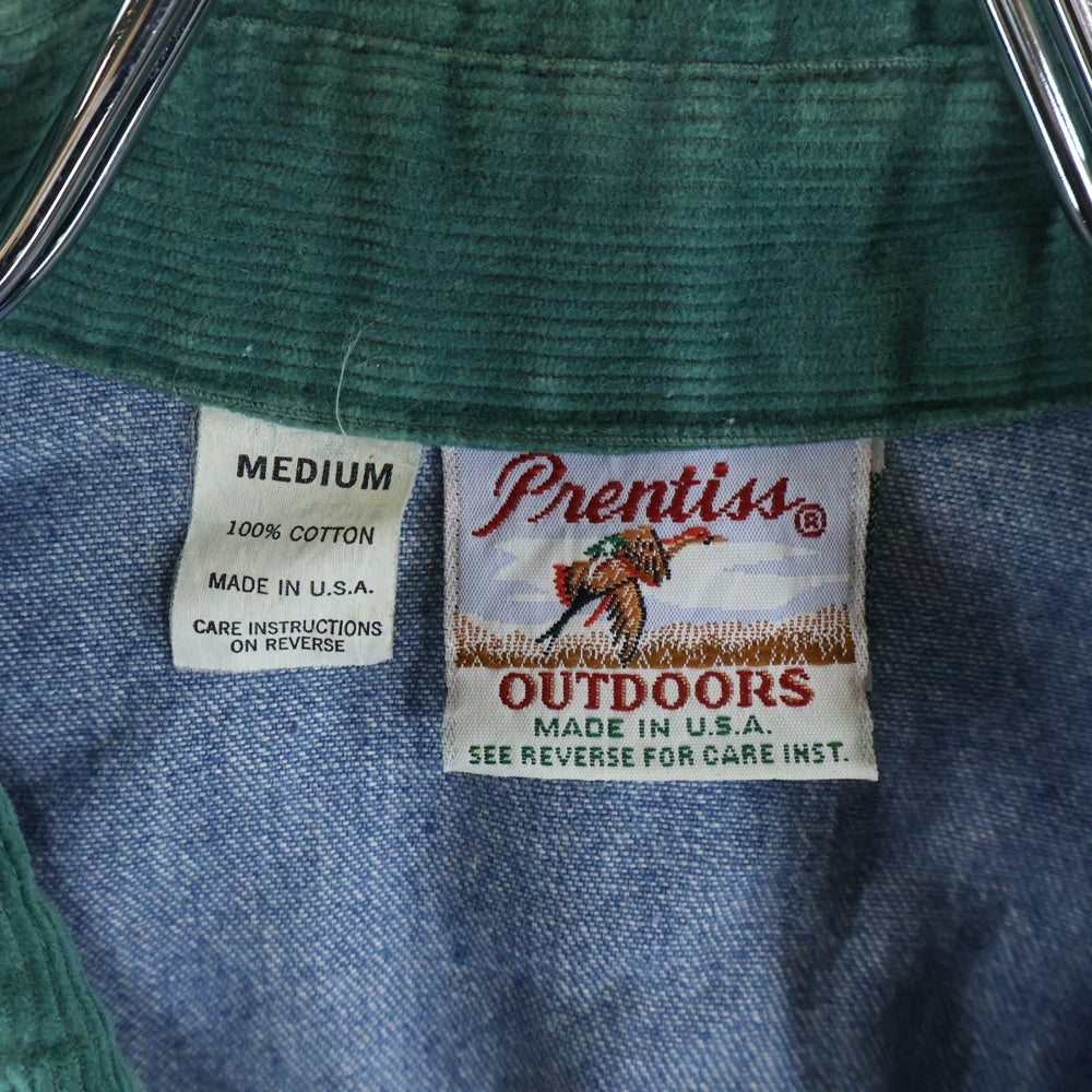 NO BRAND(ノーブランド) Prentiss（プレンティス）80S 襟コーデュロイ 長袖デニムシャツ インディゴ