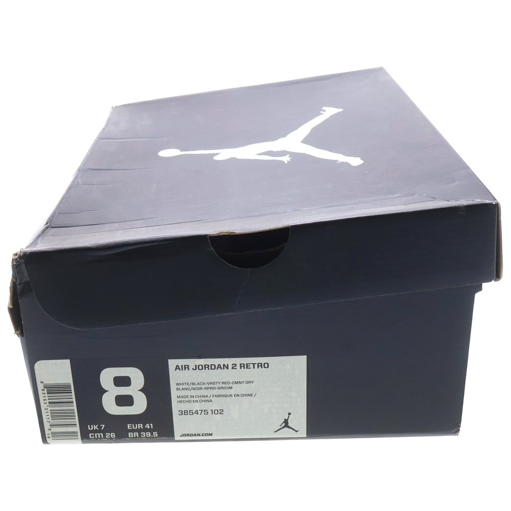 NIKE(ナイキ) 【観賞用 2014年製】 AIR JORDAN 2 RETRO エアジョーダン2 レトロ ハイカットスニーカー ホワイト/レッド US8/26cm 385475-102