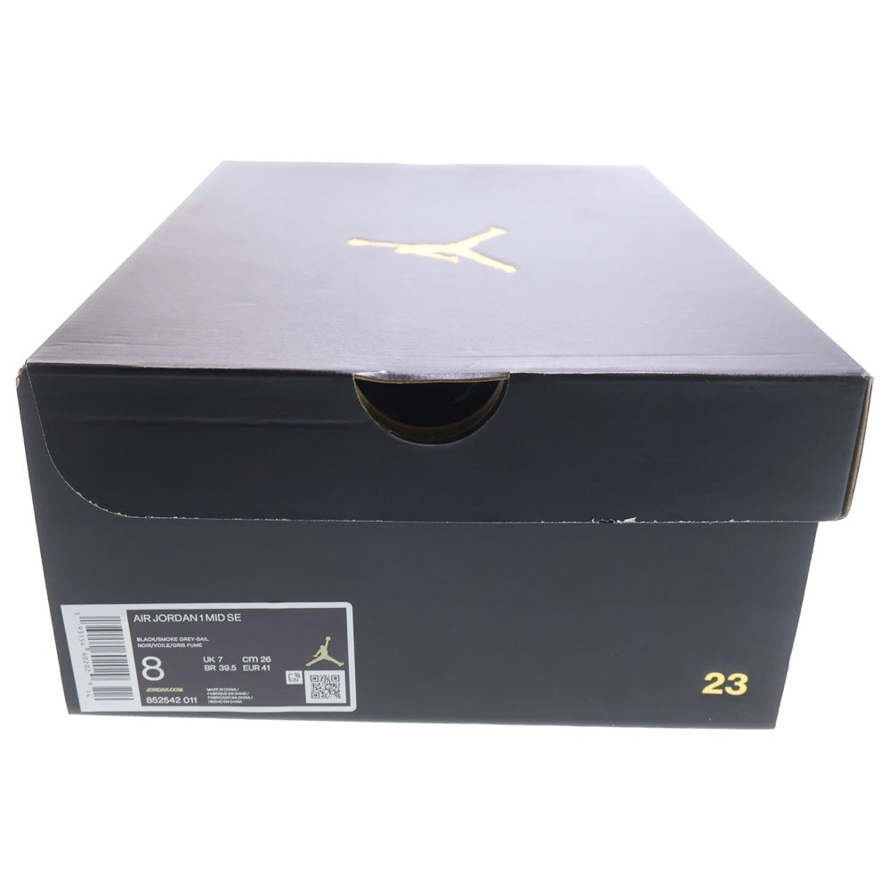 NIKE(ナイキ) AIR JORDAN 1 MID SE エアジョーダン 1 ミッドカットスニーカー ブラック/ホワイト/グレー US8/26cm 852542-011