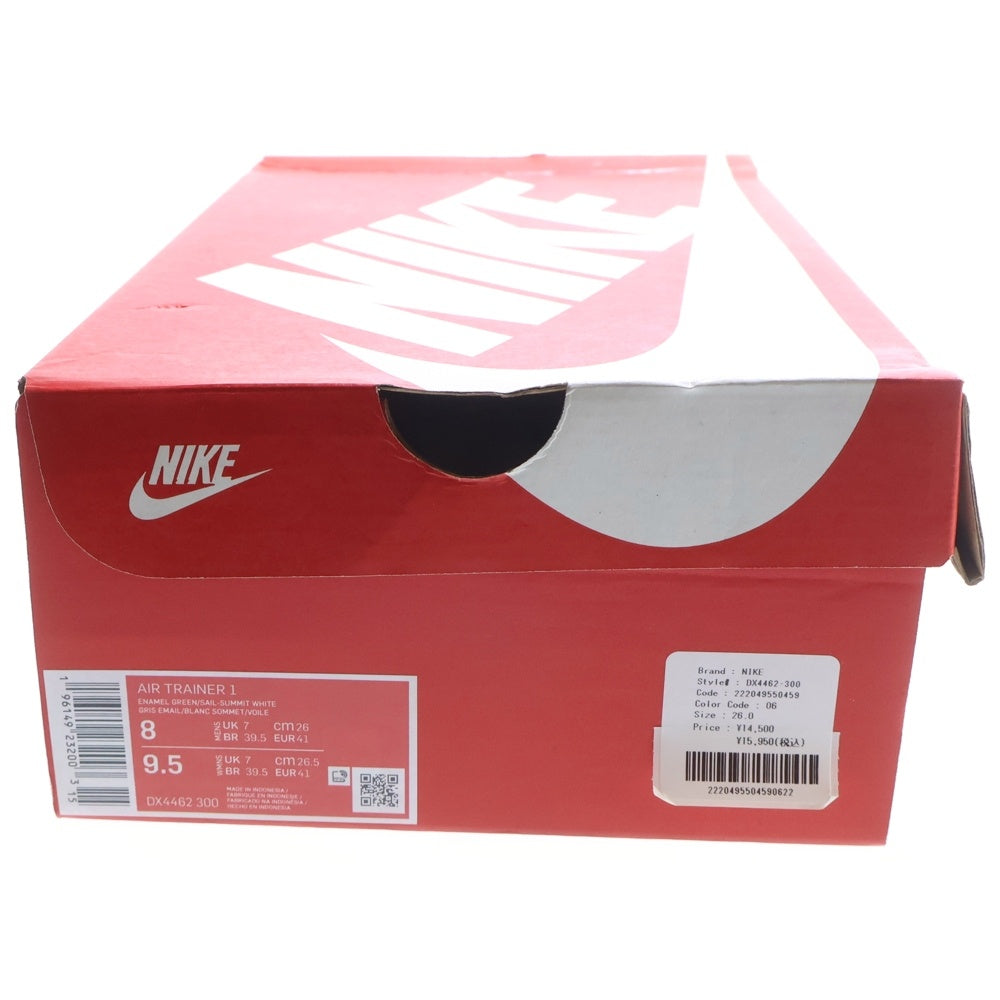 NIKE(ナイキ) AIR TRAINER 1 ENAMEL GREEN エアトレーナー1 エナメルグリーン ミッドカットスニーカー ホワイト/ライトグリーン US8/26cm DX4462-300