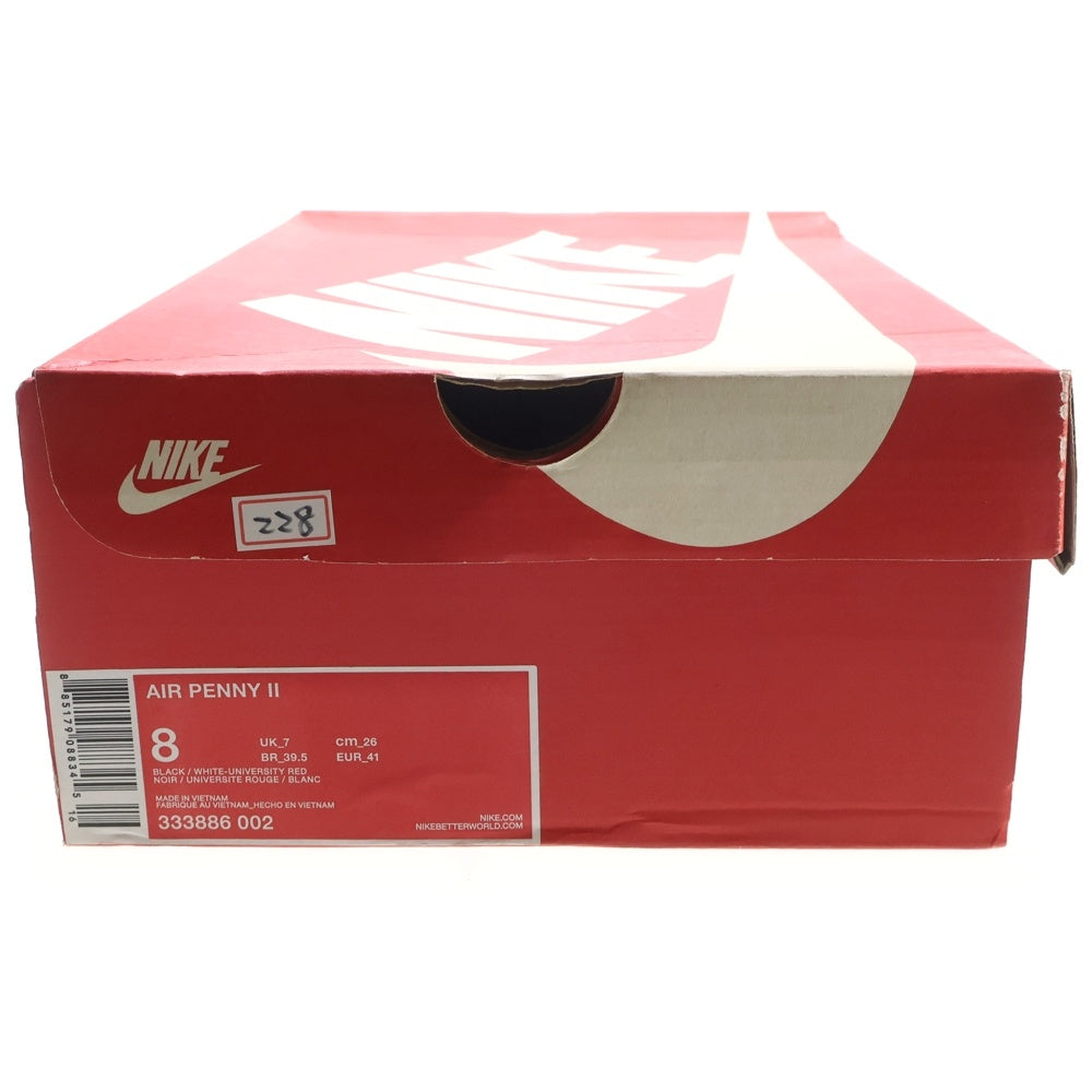 NIKE(ナイキ) 【観賞用 2015年製】 AIR PENNY II MIAMI HEAT エアペニー2 マイアミヒート ハイカットスニーカー ブラック/ホワイト US8/26cm 333886-002