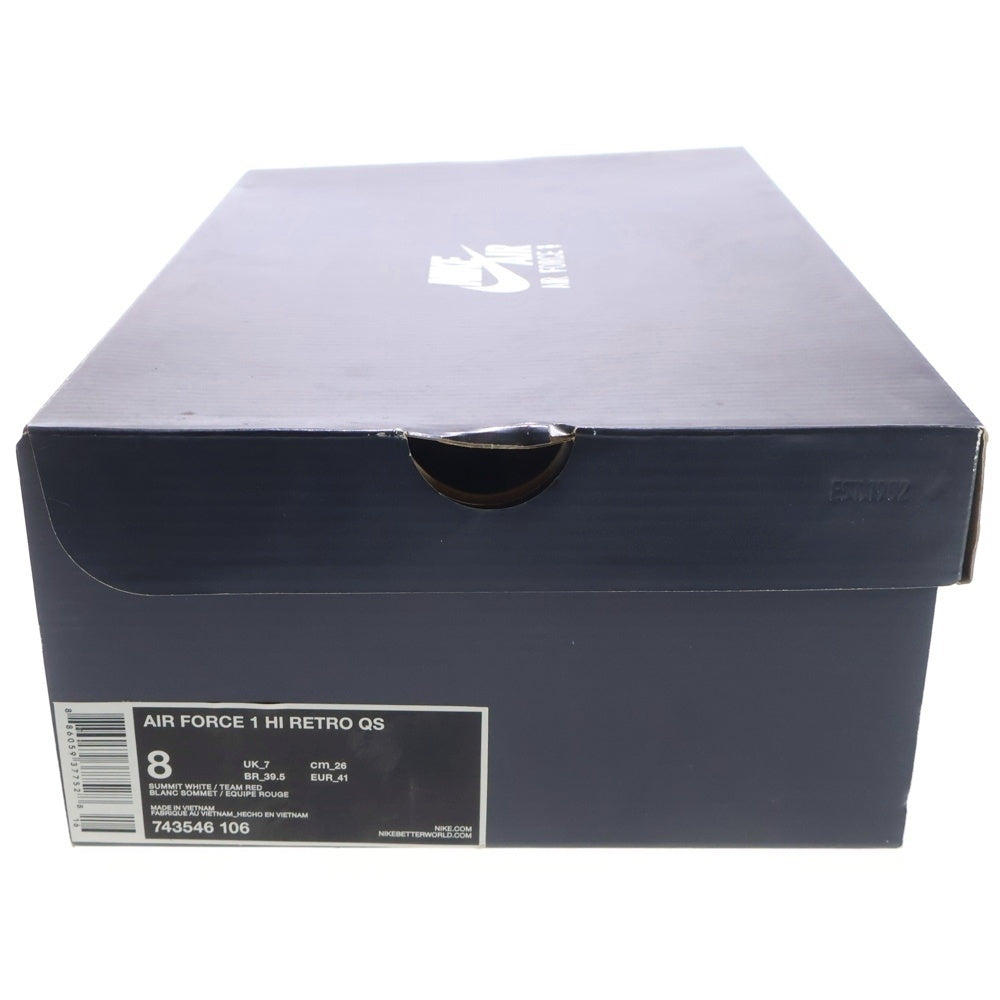 NIKE(ナイキ) 【観賞用 2015年製】 AIR FORCE 1 HI RETRO QS エアフォース1 レトロ ハイカットスニーカー ホワイト/レッド US8/26cm 743546-106