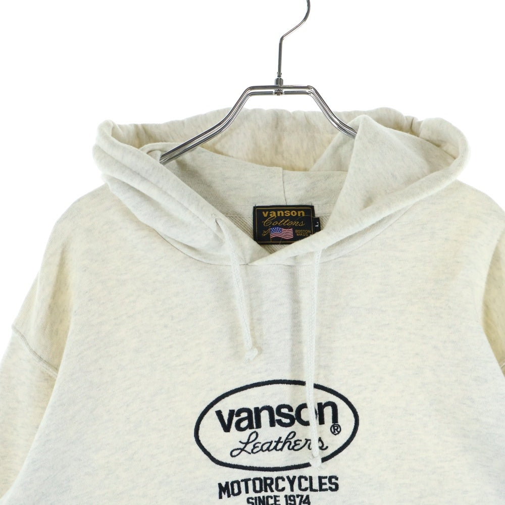 VANSON(バンソン) フロントロゴ刺繍 プルオーバースウェットパーカー フーディー グレー