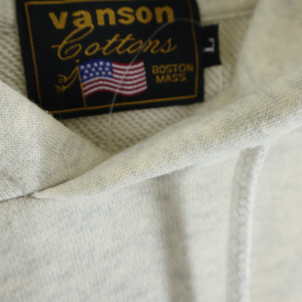 VANSON(バンソン) フロントロゴ刺繍 プルオーバースウェットパーカー フーディー グレー