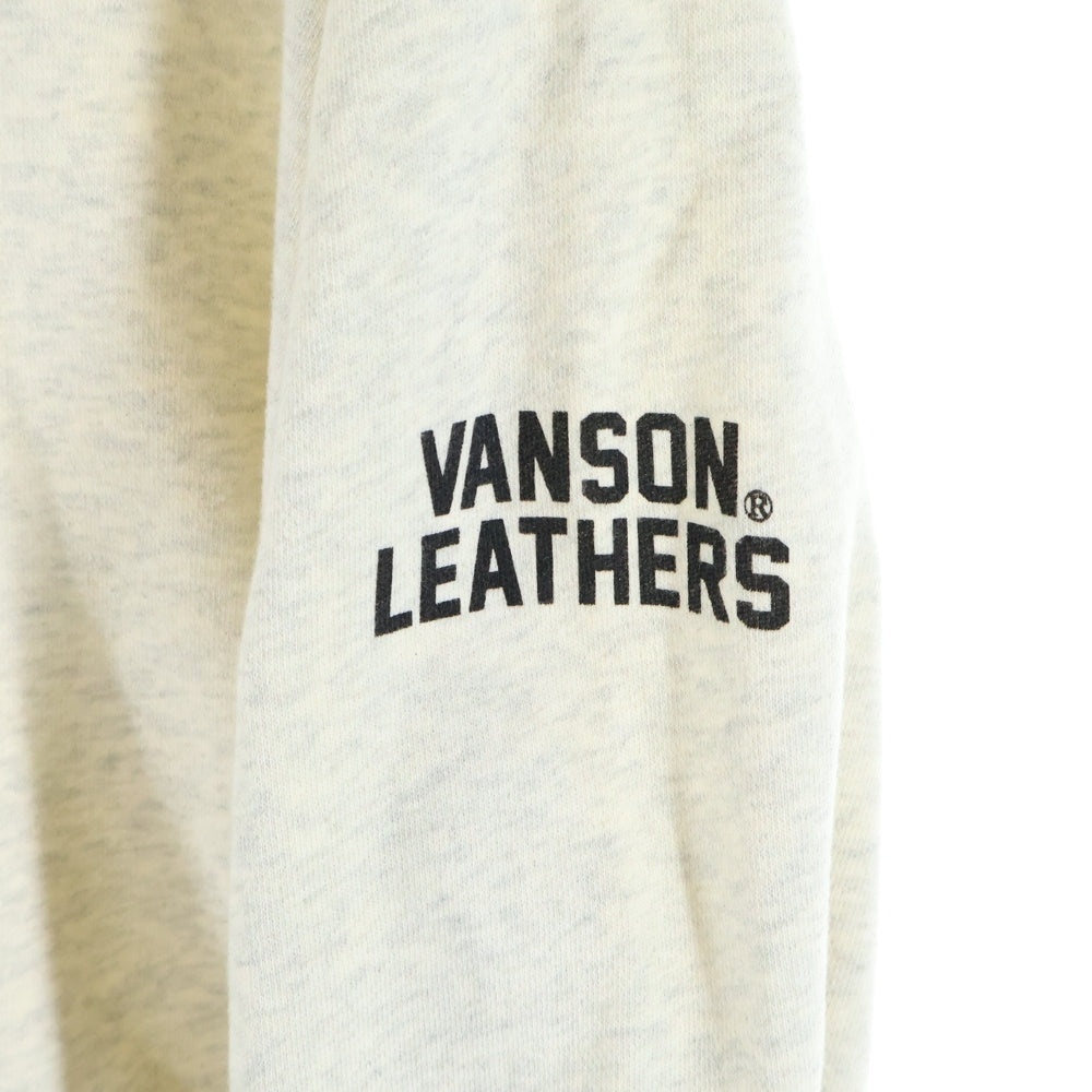 VANSON(バンソン) フロントロゴ刺繍 プルオーバースウェットパーカー フーディー グレー