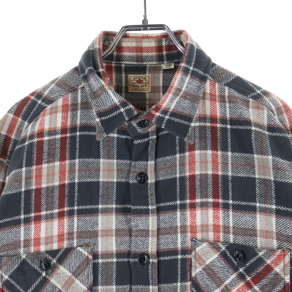 SUGAR CANE(シュガーケーン) コットン ロングスリーブ チェックシャツ レッド/ネイビー/ホワイト SC26717