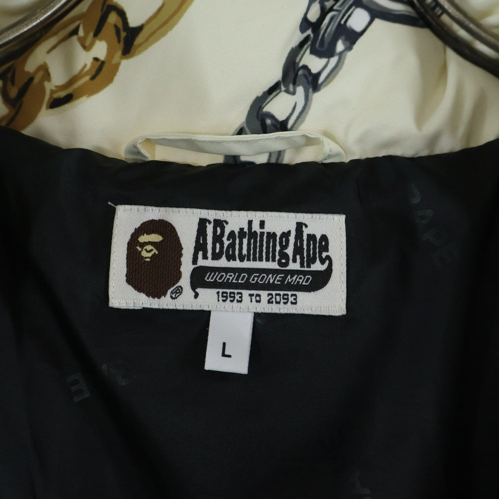 A BATHING APE(アベイシングエイプ) JEWELS SHARK ジュエル シャーク 総柄 ジップアップ ダウンジャケット ベージュ 001DNJ801002M