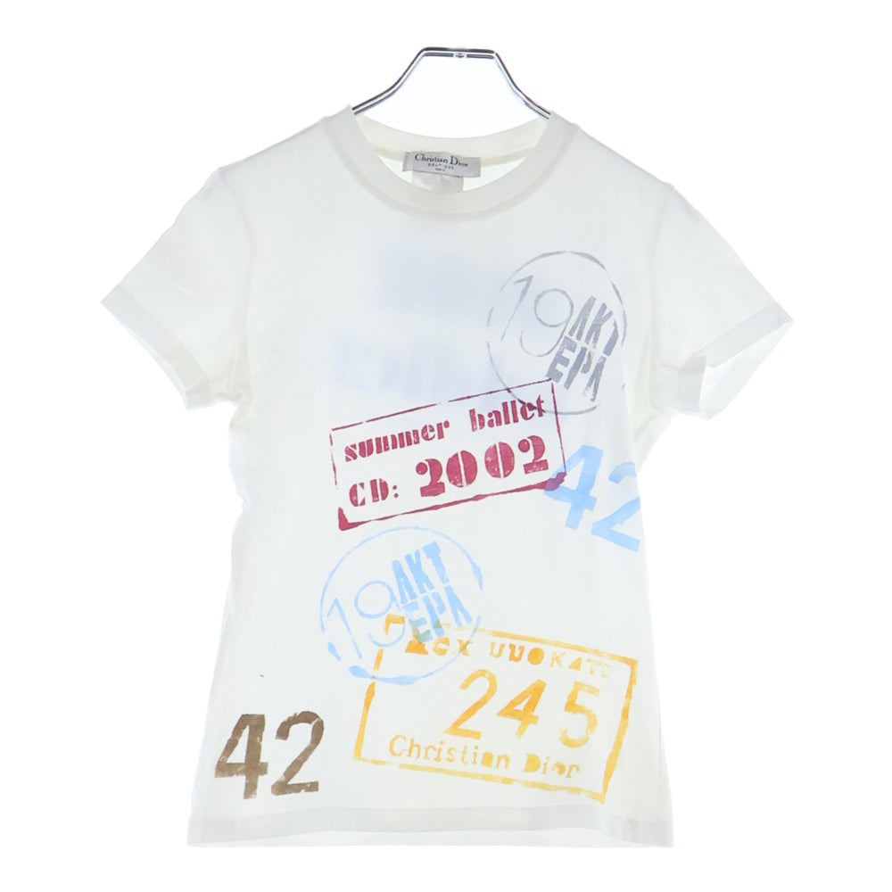 Christian Dior(クリスチャンディオール) フロントロゴデザイン クルーネック カットソー 半袖Tシャツ レディース ホワイト 2A12155026