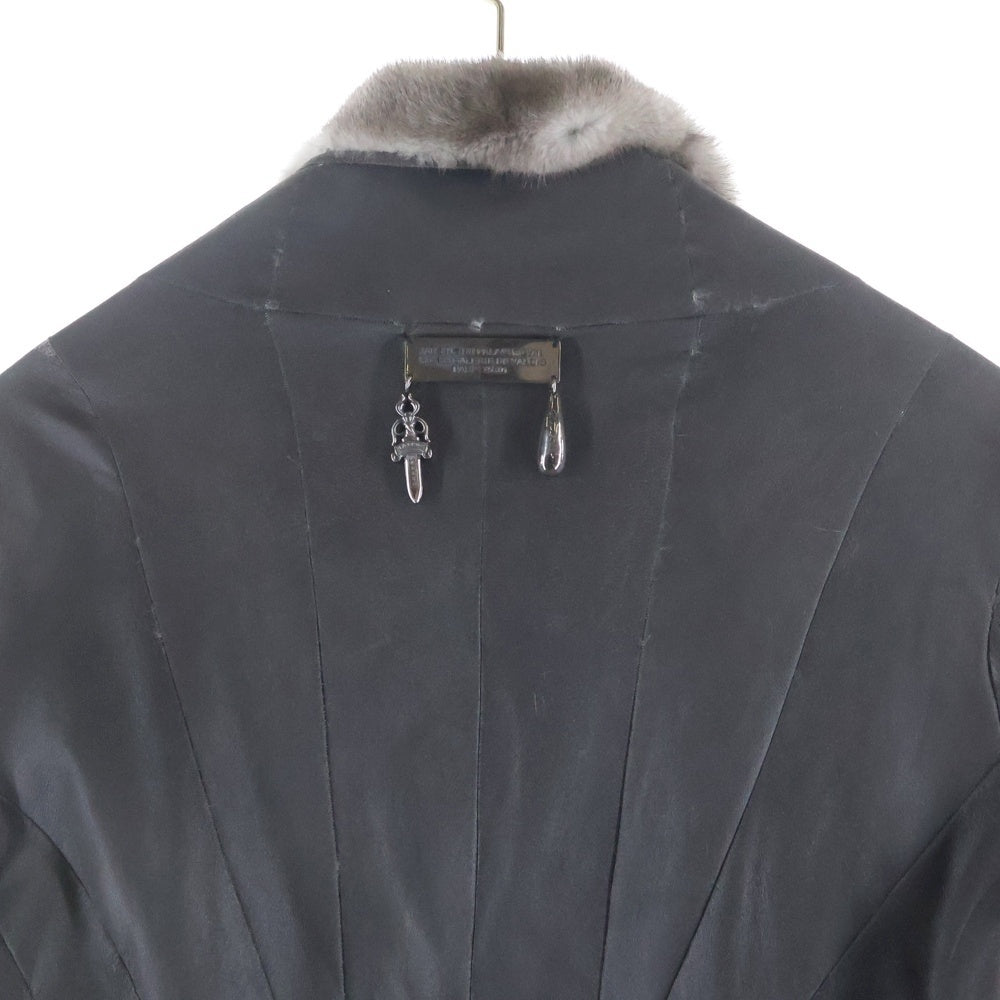 CHROME HEARTS(クロムハーツ) ×Rick Owens Fleur de Lis Fur Jacket×リック オウエンス コラボ ミンクファー ハート ジャケット レディース グレー