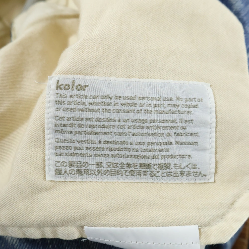 kolor(カラー) 24AW パッチワークデザイン ダメージ加工 ジップアップ デニムパンツ インディゴ 24WCM-P02104