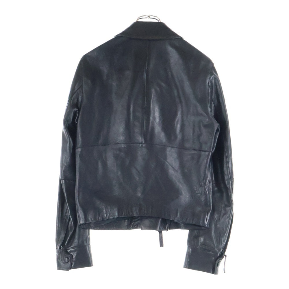 ACNE STUDIOS Bla Konst(アクネストゥディオズ ブロコンスト) オスカー マルチポケット シープスキン ジップアップ ダブルブレスト ライダースジャケット レザージャケット ブラック OSCAR PAW14