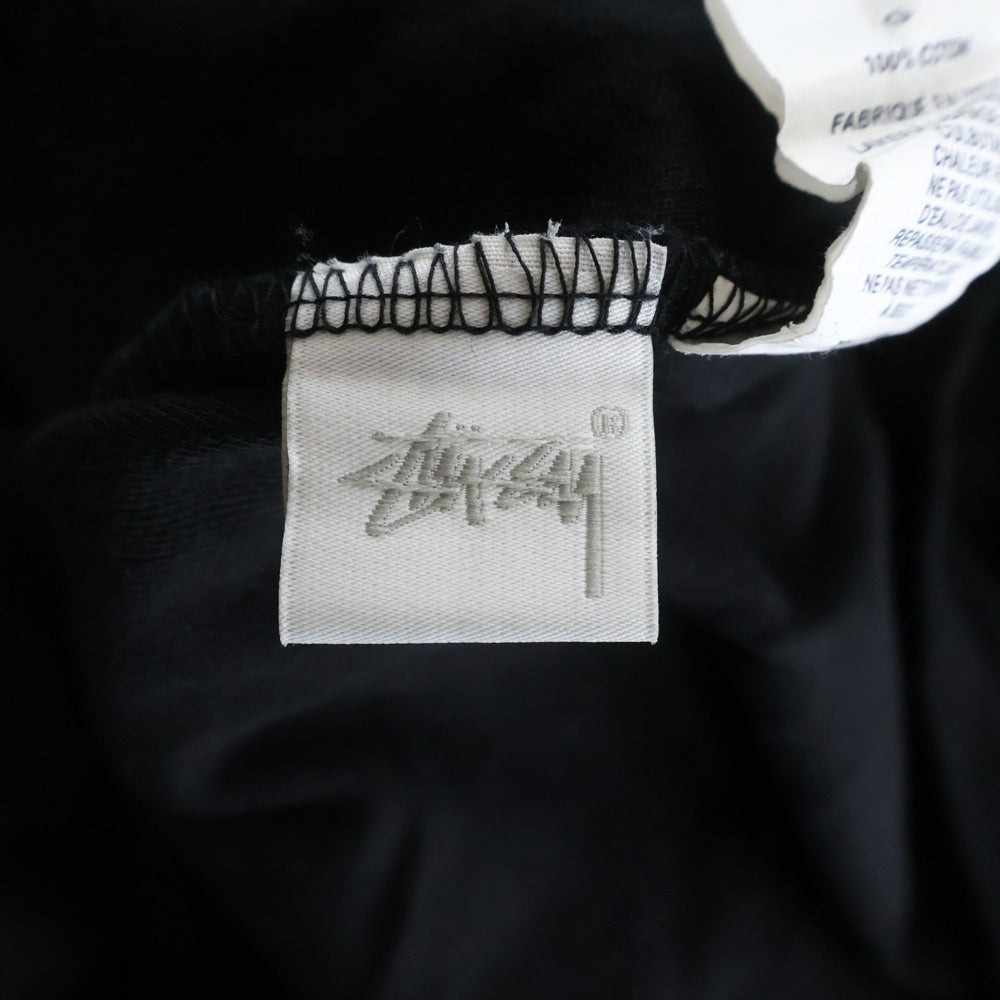 STUSSY(ステューシー) 胸エンブロイダリーデザイン クルーネック カットソー 長袖Tシャツ ブラック