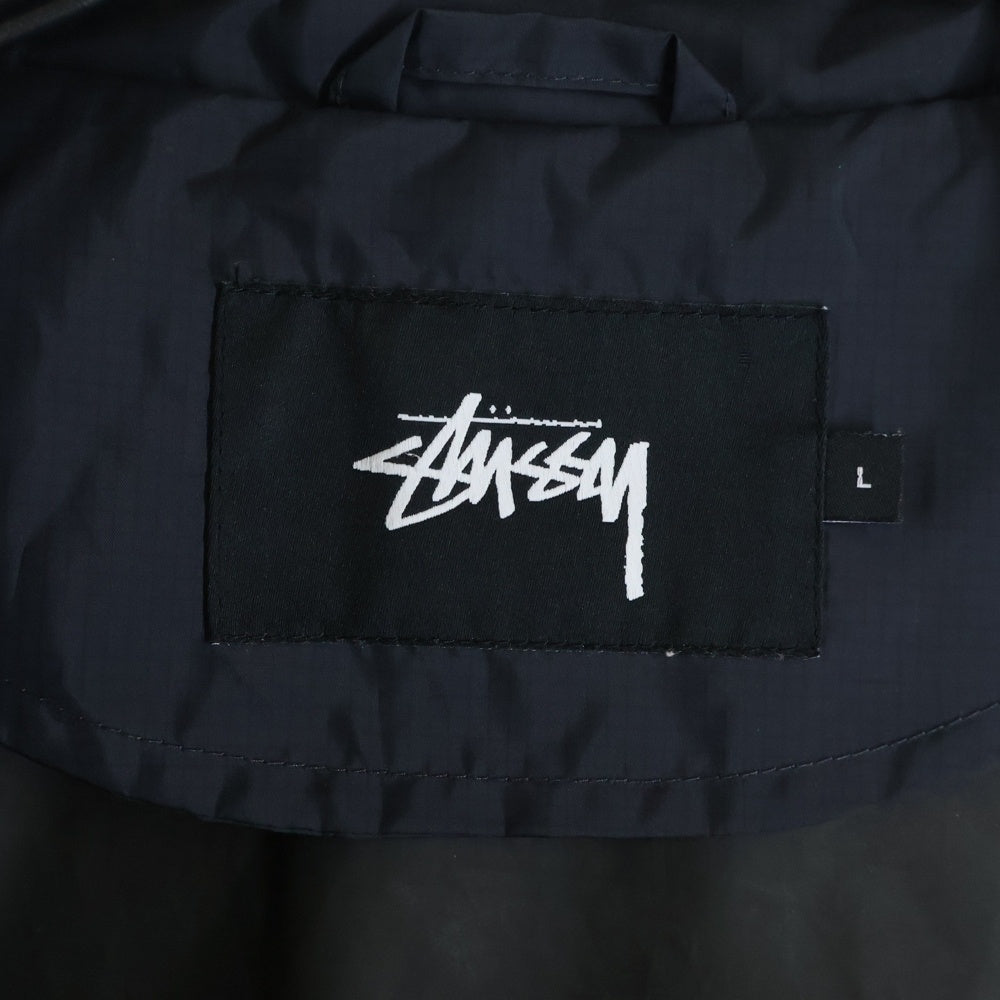 STUSSY(ステューシー) フロントロゴデザイン リフレクター ジップアップ ナイロンジャケット ブラック