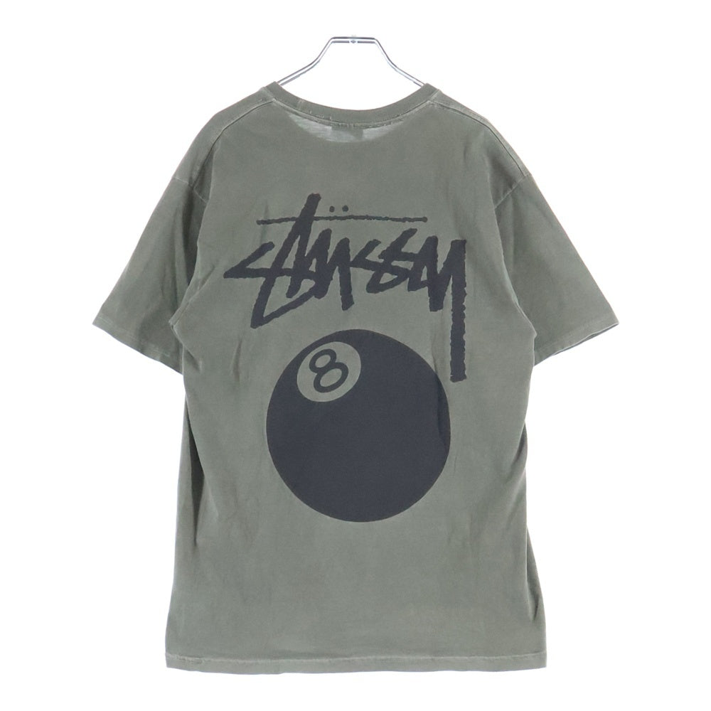 STUSSY(ステューシー) 8BALL エイトボール ロゴデザイン クルーネック カットソー 半袖Tシャツ カーキ